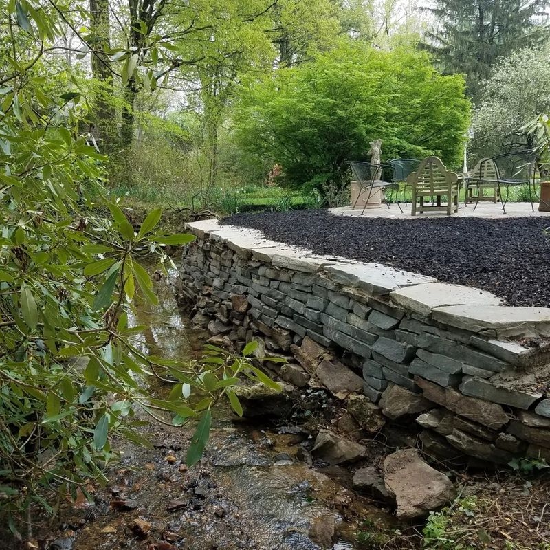 a stone garden bed